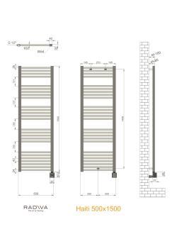 Radiva Haiti Elektrikli Havlupan Siyah 1500x500 mm 600W KTX3 Termostatlı