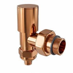 Radiva Radyatör Vanası Metal Volanlı Köşe 1/2" Pex 16x2 mm Rakorlu Rose Gold