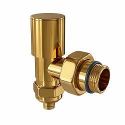Radiva Radyatör Vanası Metal Volanlı Köşe 1/2" Pex 16x2 mm Rakorlu Altın Renkli