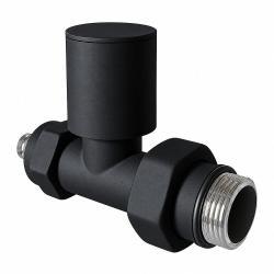 Radiva Radyatör Vanası Metal Volanlı Düz 1/2" Pex 16x2 mm Rakorlu Siyah