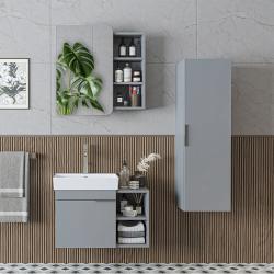 Roomart Likya Lavabolu Banyo Dolabı 3'lü Set 72 cm Külgri uygulama örneği