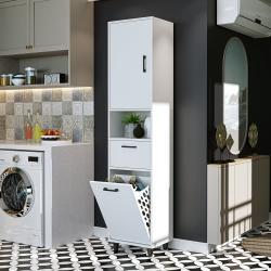 Roomart Rim Kirli Sepetli Çok Amaçlı Dolap 45 cm Beyaz Yükseklik 200 cm uygulama örneği