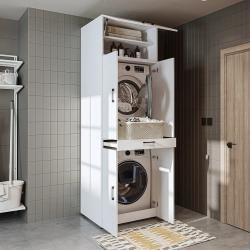 Roomart Dora Kapaklı Çamaşır ve Kurutma Makinesi Dolabı 230 cm Beyaz uygulama örneği