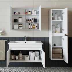 Roomart Atria Lavabolu Banyo Dolabı 3'lü Set 85 cm Beyaz uygulama örneği