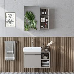 Roomart Likya Lavabolu Banyo Dolabı 2'li Set 72 cm Kumtaşı uygulama örneği