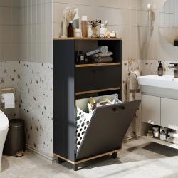 Roomart Rim Kirli Sepetli Çok Amaçlı Dolap 60 cm Atlas Çam-Antrasit Yükseklik 125 cm uygulama örneği