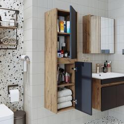 Roomart Atlantic Banyo Havlu Dolabı 35 cm Atlas Çam-Antrasit uygulama örneği
