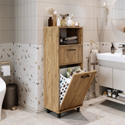 Roomart Rim Kirli Sepetli Çok Amaçlı Dolap 45 cm Atlas Çam Yükseklik 125 cm uygulama örneği