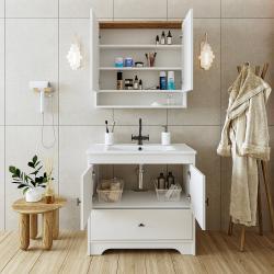 Roomart Aria Banyo Dolabı 2'li Takım + Mobilya Uyumlu Lavabo 85 cm Atlas Çam-Beyaz uygulama örneği