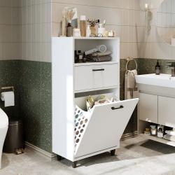 Roomart Rim Kirli Sepetli Çok Amaçlı Dolap 60 cm Beyaz Yükseklik 125 cm uygulama örneği