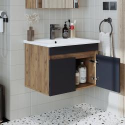 Roomart Atria Lavabolu Banyo Dolabı 65 cm Atlas Çam-Antrasit uygulama örneği