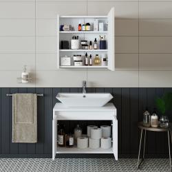 Roomart Atlantic Lavabolu Banyo Dolabı 2'li Set 65 cm Beyaz uygulama örneği