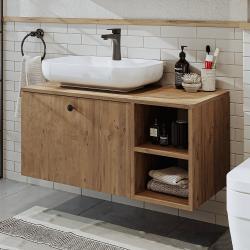 Roomart Lotus Lavabolu Banyo Dolabı + Oval Çanak Lavabo 95 cm Atlas Çam uygulama örneği