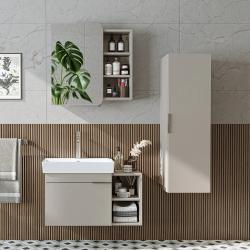 Roomart Likya Lavabolu Banyo Dolabı 3'lü Set 82 cm Kumtaşı uygulama örneği