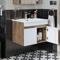 Roomart Atria Lavabolu Banyo Dolabı 65 cm Atlas Çam-Beyaz uygulama örneği