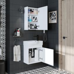 Roomart Punto Lavabolu Banyo Dolabı Takımı 2'li Set 46,5 cm Beyaz Aynalı Dolaplı Sağ uygulama örneği