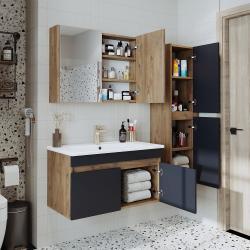 Roomart Atria Lavabolu Banyo Dolabı 3'lü Set 85 cm Atlas Çam-Antrasit uygulama örneği