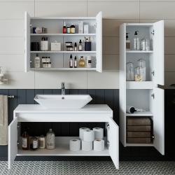 Roomart Atlantic Lavabolu Banyo Dolabı 3'lü Set 100 cm Beyaz uygulama örneği