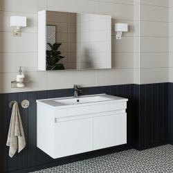 Roomart Atria Lavabolu Banyo Dolabı 2'li Set 85 cm Beyaz uygulama örneği