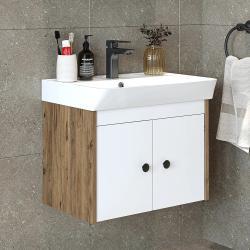 Roomart Ada Lavabolu Banyo Dolabı 60 cm Atlas Çam-Beyaz uygulama örneği