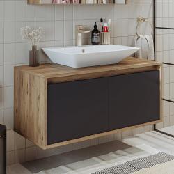 Roomart Atlantic Lavabolu Banyo Dolabı 100 cm Atlas Çam-Antrasit uygulama örneği