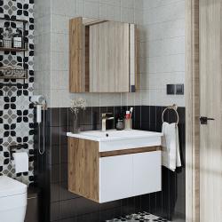 Roomart Atria Lavabolu Banyo Dolabı 2'li Set 65 cm Atlas Çam-Beyaz uygulama örneği