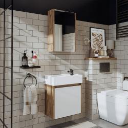 Roomart Mini Lavabolu Banyo Dolabı 2'li Set 50,5 cm Atlas Çam-Beyaz uygulama örneği