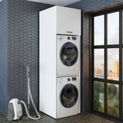Roomart Çamaşır ve Kurutma Makinesi Dolabı Duo+D2 231 cm Beyaz uygulama örneği