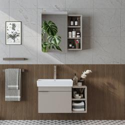 Roomart Likya Lavabolu Banyo Dolabı 2'li Set 82 cm Kumtaşı uygulama örneği