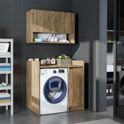 Roomart Çamaşır Makinesi Dolabı Takımı Derin 100 cm Atlas Çam uygulama örneği