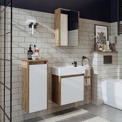 Roomart Mini Lavabolu Banyo Dolabı 3'lü Set 50,5 cm Atlas Çam-Beyaz uygulama örneği