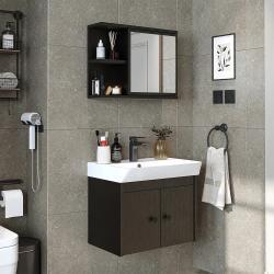 Roomart Ada Lavabolu Banyo Dolabı 2'li Set 60 cm Ahşap Dokulu Siyah uygulama örneği