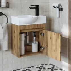 Roomart Leo Lavabolu Banyo Dolabı 46,5 cm Atlas Çam Sağ uygulama örneği