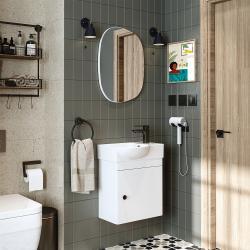 Roomart Punto Lavabolu Banyo Dolabı 2'li Set 46,5 cm Beyaz Aynalı Sağ uygulama örneği