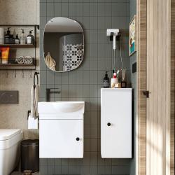 Roomart Punto Lavabolu Banyo Dolabı 3lü Set 46,5 cm Beyaz Aynalı Sol