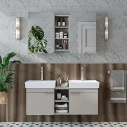 Roomart Likya Çift Lavabolu Banyo Dolabı Takımı 120 cm Kumtaşı uygulama örneği
