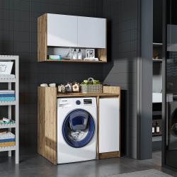 Roomart Çamaşır Makinesi Dolabı Takımı Derin 100 cm Atlas Çam-Beyaz uygulama örneği