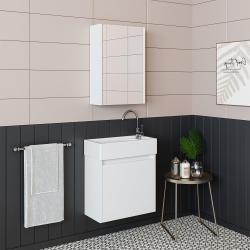 Roomart Mini Lavabolu Banyo Dolabı 2'li Set 50,5 cm Beyaz uygulama örneği