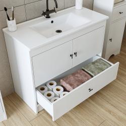 Roomart Aria Lavabolu Banyo Dolabı + Mobilya Uyumlu Lavabo 100 cm Atlas Çam-Beyaz uygulama örneği