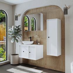 Roomart Gusto Banyo Dolabı 3'lü Set + Yuvarlak Çanak Lavabo 75 cm Beyaz uygulama örneği