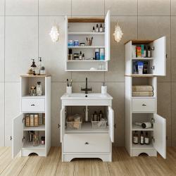 Roomart Aria Lavabolu Banyo Dolabı 4'lü Set 65 cm Atlas Çam-Beyaz Mobilya Uyumlu Lavabo uygulama örneği