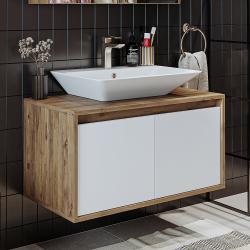 Roomart Atlantic Lavabolu Banyo Dolabı 85 cm Atlas Çam-Beyaz uygulama örneği