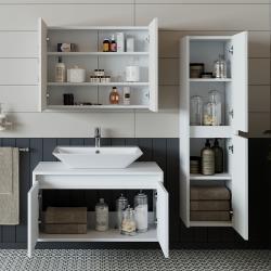 Roomart Atlantic Lavabolu Banyo Dolabı 3'lü Set 85 cm Beyaz uygulama örneği