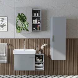 Roomart Likya Lavabolu Banyo Dolabı 3'lü Set 82 cm Külgri uygulama örneği