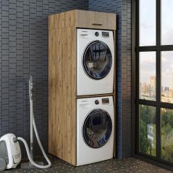 Roomart Çamaşır ve Kurutma Makinesi Dolabı Duo+D1 196 cm Atlas Çam uygulama örneği