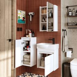 Roomart Leo Lavabolu Banyo Dolabı 3'lü Takım 45 cm Beyaz Sağ uygulama örneği