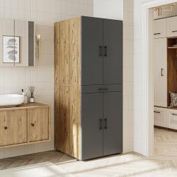 Roomart Dora Kapaklı Çamaşır ve Kurutma Makinesi Dolabı 185 cm Atlas Çam-Antrasit uygulama örneği