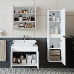 Roomart Atlantic Lavabolu Banyo Dolabı 3'lü Set 65 cm Beyaz uygulama örneği