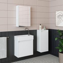 Roomart Mini Lavabolu Banyo Dolabı 3'lü Set 50,5 cm Beyaz uygulama örneği