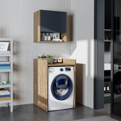 Roomart Çamaşır Makinesi Dolabı Takımı Derin 65 cm Atlas Çam-Antrasit uygulama örneği